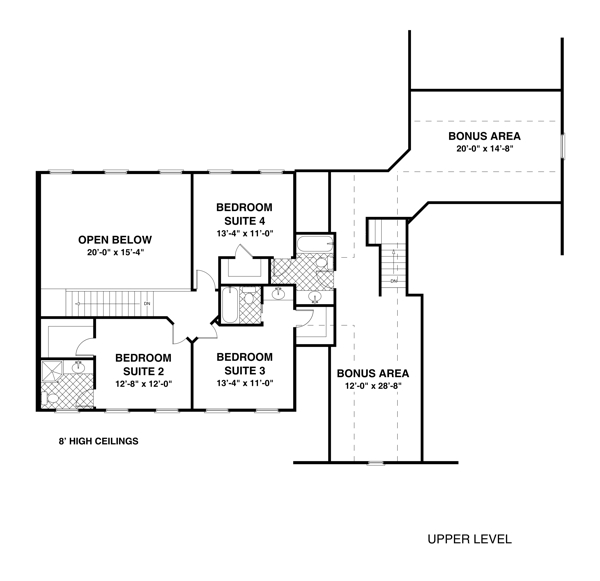 Upper Level Floorplan image of The Habersham House Plan